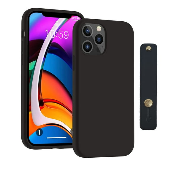RMOR: Silicone Phone Case with Thin Stylish Finger Grip Compatible with Apple iphone 12 Pro 6.1 inch (2020), Soft Touch Full Body Protective, Shockproof Liquid Silicone Case with Microfiber Lining