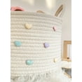 thumbnail image 4 of Panier de Rangement pour Animaux Tissé Blanc avec Imprimé Cœur, Adapté pour Jouets, Collations et Vêtements, 4 of 5