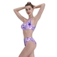 thumbnail image 5 of Daiia Violet printed 2 piece Swimsuit Bikinis for Women High Waisted Racerback Bathing Suits Summer Tummy Control Scoop Neck Swimwear-Small, 5 of 8