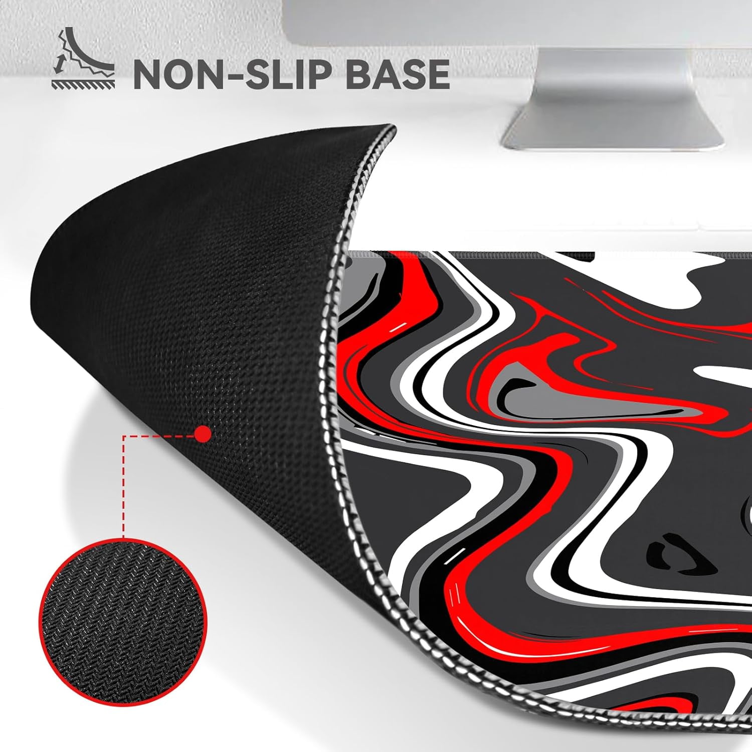 Fluid Pattern Gaming Mouse Pad Large 31.5x11.8in Extended Computer Mouse Mat, NonSlip Rubber Base, Long Keyboard Pad, Full Desk Mousepad for Gaming, Office, Home