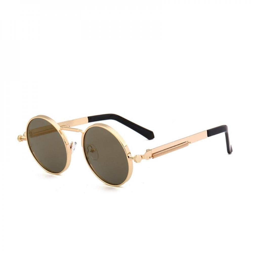 New Vintage Polarized Steampunk Sunglasses Fashion Round Mirrored Retro Eyewear 