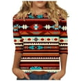 thumbnail image 2 of BVOFAR Womens Aztec Shirts Plus Size 3/4 Length Sleeve Blouses Dressy Casual Crewneck Tops Loose Comfy T-Shirts 2025, 2 of 5