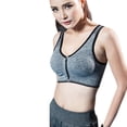 thumbnail image 3 of Women Sports Bra High Impact Front Fastening Zipper Wireless Post Support Workout Bra Full Coverage Running Bra, 3 of 6