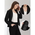 thumbnail image 2 of Blazer corto de oficina para mujer Blazer corto de trabajo de manga larga con solapa con muescas Negro L, 2 of 5