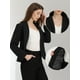 thumbnail image 2 of Blazer corto de oficina para mujer Blazer corto de trabajo de manga larga con solapa con muescas Negro S, 2 of 5