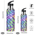 thumbnail image 2 of Yayeee 20oz Insulated Water Bottle Double Wall Stainless Steel with Flip Straw Lid, Green Wavy Pattern, 2 of 7