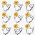 thumbnail image 3 of Rotating Sunflower Initial Letter Rings For Women Anti Anxiety Spinner You Are My Sunshine Stainless Steel Ring Birthday Jewelry, 3 of 5