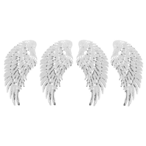 Soimiss 2Pairs DIY Silver Sequin Angel Wing Clothes Patch Iron-on Applique for Clothing Repair