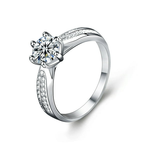 Whudwhu Moissanite Ring in Silver Color 925 Pure Silver Emerald Ring for Women