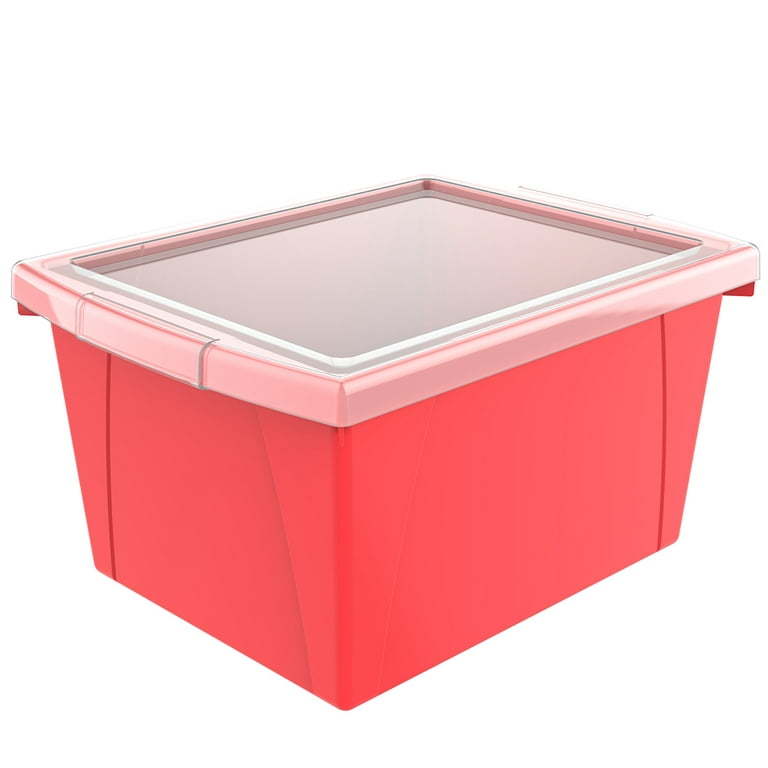 Storex 4 Gallon Plastic Storage Bin with Lid for Kids, Letter Size