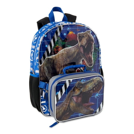 Universal Jurassic World Dinosaur Boys' Blue Backpack with Lunch Bag