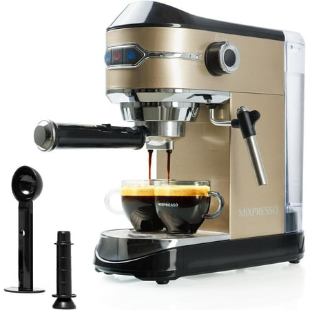 Mixpresso Professional Espresso Machine for Home 15 Bar with Milk Frother Steam Wand Espresso Maker with Double-Cup Splitter 1450w Fast Heating Cappuccino and Latte machine 37Oz Water Tank