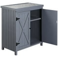 thumbnail image 2 of Outsunny Wooden 36.25 in x 31.5 in Garden Storage Tool Shed with Galvanized Top, Gray, 2 of 9