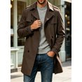 thumbnail image 3 of Spring Fall Men Double Breasted Casual Lapel Trench Coat Belted Windbreaker, 3 of 8