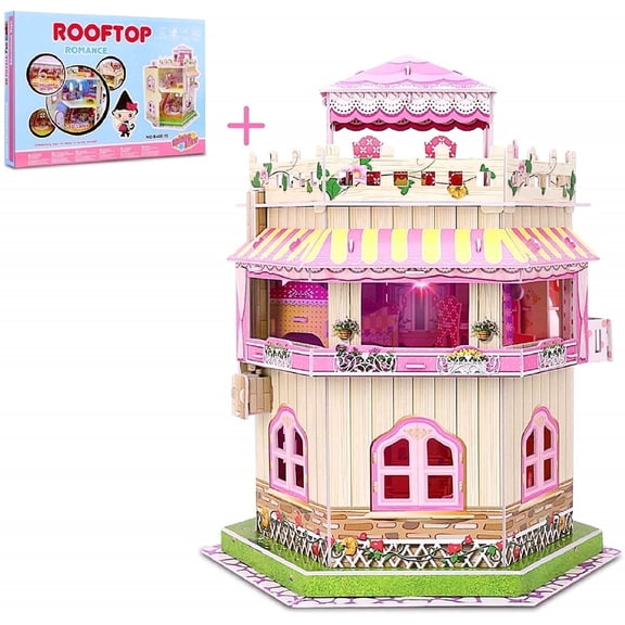 Sourcingbay 3D Puzzle Miniature Dollhouse Kit, 101-Piece DIY Architecture Model Craft for Teens and Adults