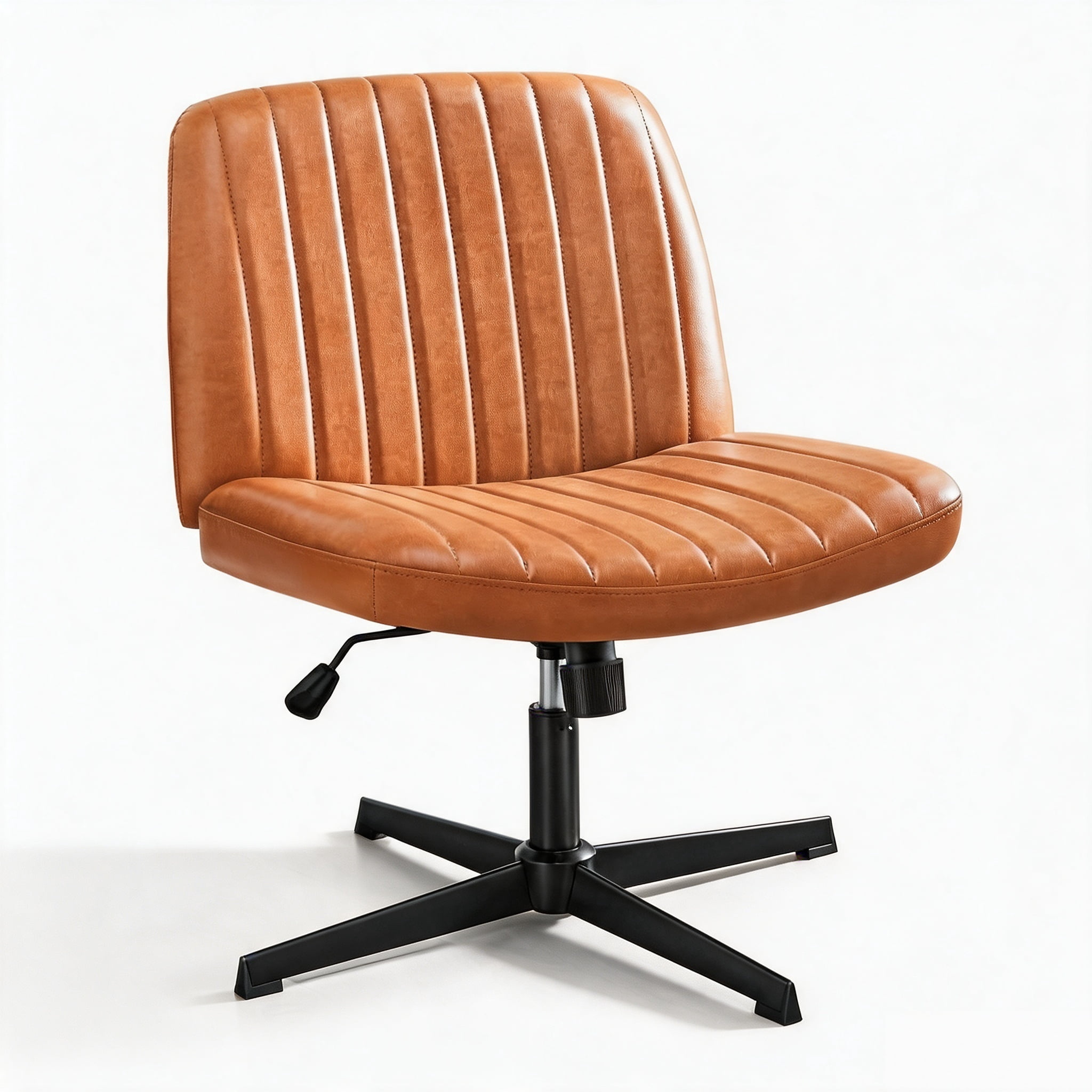 Cross-Legged Armless Swivel Chair without Wheels for Home Office