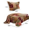 thumbnail image 5 of Benzara Kamet Fabric Quilt Set with Floral Prints, Cotton, Multi Color, Queen Size (3 Count), 5 of 5