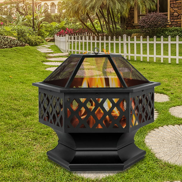 Inch Outdoor Fire Pit With Mesh Screen, Fire Pit 24 Inch