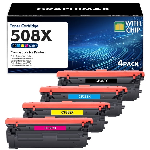 508X Toner Cartridge Compatible for HP 508X 508A CF360X CF361X CF362X CF363X Color LaserJet Enterprise 552dn M553dn M553n M553x MFP M577 Printer (Black,Cyan,Magenta,Yellow 4-Pack)