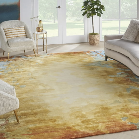 Nourison Prismatic Abstract Gold/Multicolor 8'6" x 11'6" Area Rug, (9x12)