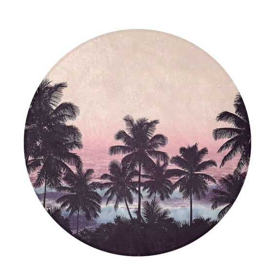 BZSMCE Blush Tropics Round Fluffy Area Rug 32.2in Non-Slip Circular Shaggy Rug