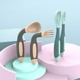thumbnail image 2 of 2Pcs/Set Children Tableware Bendable Design Portable Utensils Toddler Feeding Auxiliary Spoon Fork for Toddler, 2 of 7