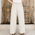 thumbnail image 7 of VEKDONE Cotton Linen Palazzo Pants for Women Elastic High Waisted Wide Leg Pants Solid Color Loose Fit Casual Long Pants Summer Baggy Straight Trousers with Pockets, 7 of 7