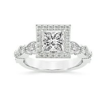 IGI Certified 4 Carat Princess Shape Lab Grown Diamond Engagement Ring | 14K White Gold | Micaela Halo Diamond Ring | FG-VS1-VS2 Quality Friendly Diamonds