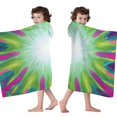 thumbnail image 4 of Colorful Tie Dye Burst Pattern Hooded Bath Towel，60"x35" for Ages 3 To 12 Kids, Quick Dry Lightweight Soft Microfiber Hood Beach Towel Cover Up for Kids, 4 of 7