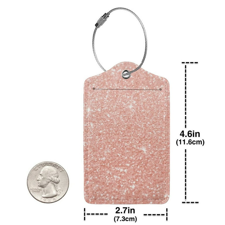 Disketp Pcs Luggage Tag For Suitcase,Rose Gold Glitter Leather