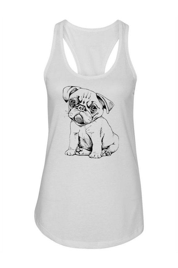 Pug Puppy Sitting Tank Women -Image by Shutterstock, Female Medium