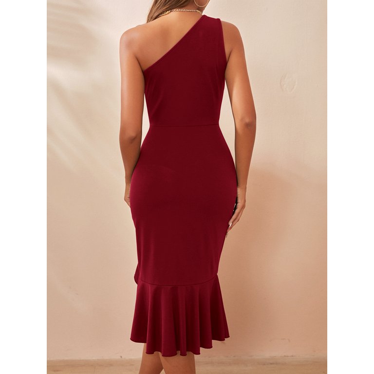 ワンピース PHERE Cih camisole dress_velours Amazon.com: VFSHOW Womens Sexy One Shoulder Ruched Bodycon