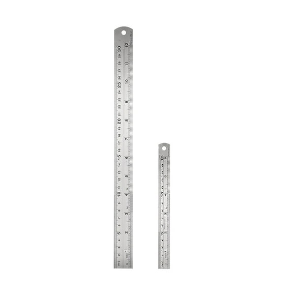 2pcs Reglas rectas Reglas de acero inoxidable Reglas de las reglas de medición de las herramientas para la oficina