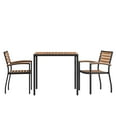 thumbnail image 2 of Merrick Lane Three Piece Faux Teak Patio Dining Set for Indoor and Outdoor Use - 35" Square Table and Two Club Chairs, 2 of 14