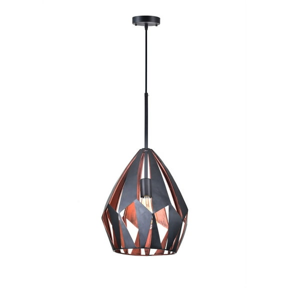 1 Light Down Pendant with Black Copper Finish