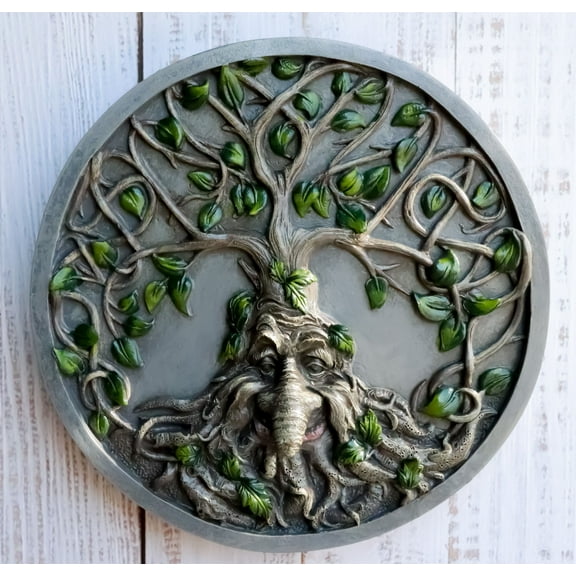 Celtic Tree Man Greenman Tree Of Life Round Wall Decor Plaque Medallion Figurine