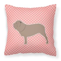 Neapolitan Mastiff Checkerboard Pink Fabric Decorative Pillow