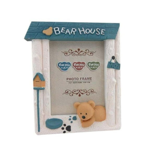 Panda Superstore  7 in. Plastic Childrens Cartoon Creative Swing Sets Photo Frame - Blue - 7.3 x 9.1in.