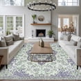 thumbnail image 3 of Area Rug for Living Room, Green Purple Boho Non-Slip Indoor Large Carpet for Bedroom/Dining Room, Vintage Abstract Art Floral Ethnic Tribe Washable Low-Profile Rectangle Floor Runner Rugs - 5 x 8 Ft, 3 of 8