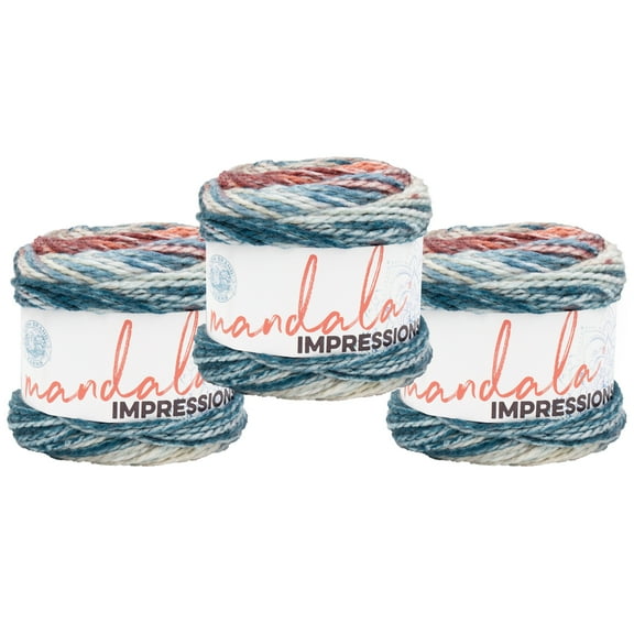 Lion Brand Yarn Mandala Impressions Patchwork Bulky Acrylic Yarn 3 Pack