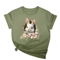 thumbnail image 1 of Tops de Cuello Alto para las Mujeres Amante Impreso Camiseta Cuello Redondo Manga Corta, Poliéster Spandex, 1 of 7