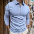 thumbnail image 2 of Ketyyh-chn99 Men's Knit Polo Shirts Long Sleeve Sweater Polo Lightweight Fashion Casual Collared T Shirts Light blue,3XL, 2 of 3