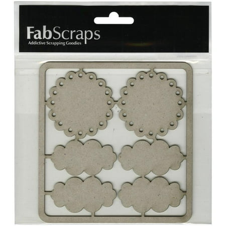 Fabscraps Royal Baby Die-cut Gray Chipboard Shape-cloud & Scalloped Round Tags, 4.5