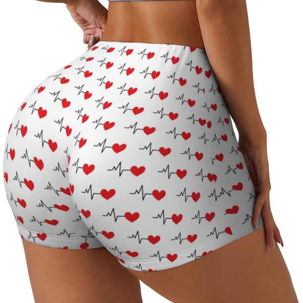 Fotbe Heartbeat Symbol Shorts Sin Costuras – Shorts Deportivos de Cintura Alta para Mujer, Elásticos para Gimnasio, Yoga, Running o Ciclismo-Large
