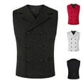 thumbnail image 5 of Lovskoo 2024 Men's Formal Vest Jacquard Waistcoat Double Breasted Slimming V-Neck Business Dress Suit Vests for Wedding White, 5 of 5