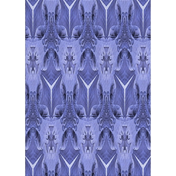 Ahgly Company Machine Washable Indoor Rectangle Transitional Sky Blue Area Rugs, 7' x 10'