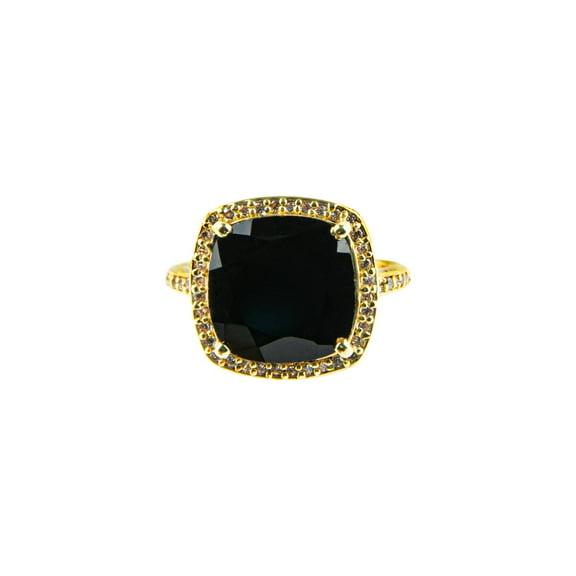 Cushion Cut Genuine Black Onyx Simulated Diamond Halo Ring Size 10