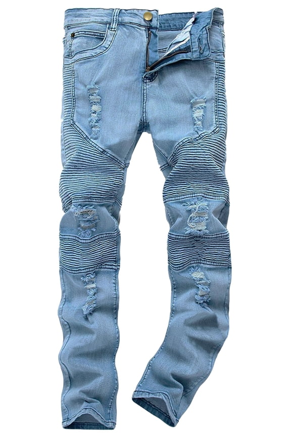 Men's Ripped Slim Fit Stretch Denim Jeans  Distressed Skinny & Straight Leg Fashion Pants with Pockets 36X32