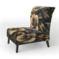 thumbnail image 3 of Designart "Luxurious Black and Gold Hibiscus II" Black Floral & Botanical Upholstered Accent Chair - Traditional Arm Chair For Living Room, 3 of 5
