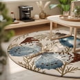 thumbnail image 3 of Small Round Rug 3Ft, Vintage Teal Butterfly Non-Slip Washable Circle Rugs Carpet, Vintage Brown Tree Branch Indoor Outdoor Rug Floor Mats Throw Runner for Bedroom Living Room Bathroom, 3 of 8